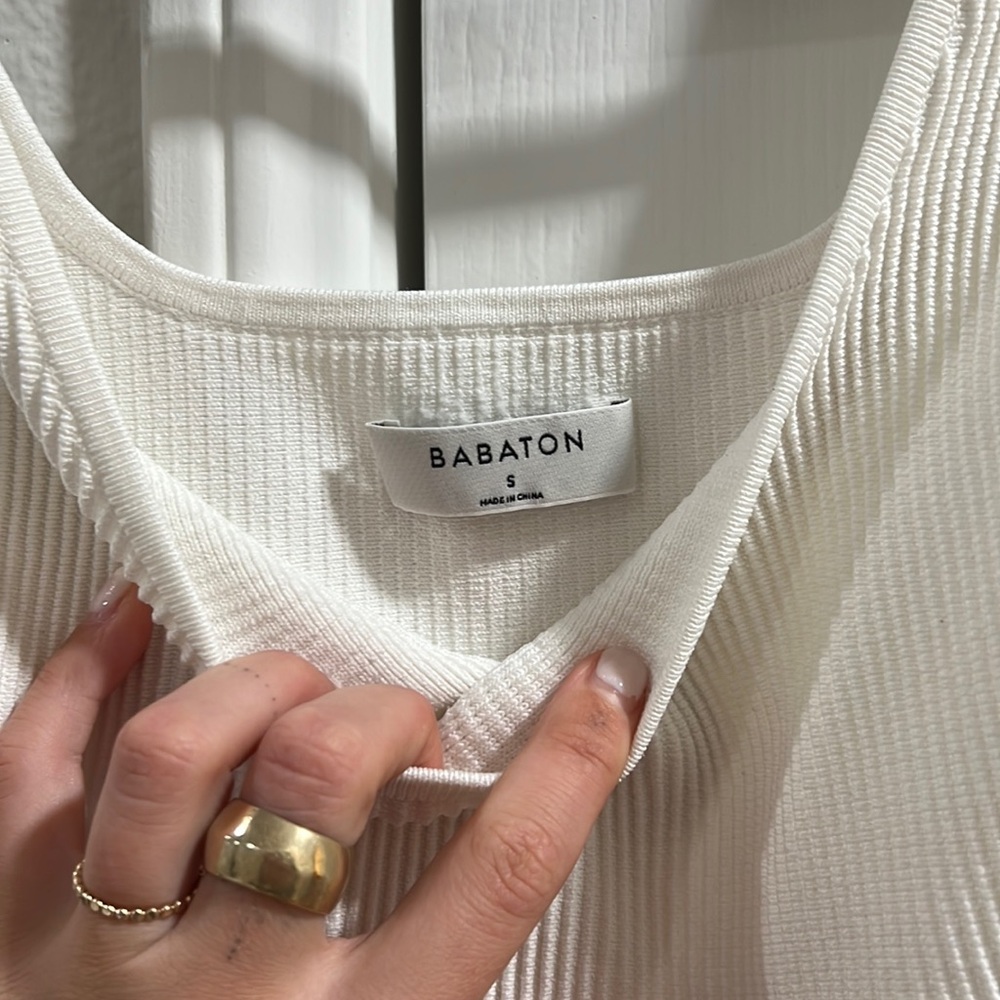 Cropped sculpt knit top - white